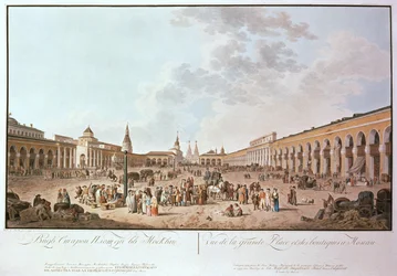 Moskou: uitzicht op het Grote Plein door de la Berthe, 1799
